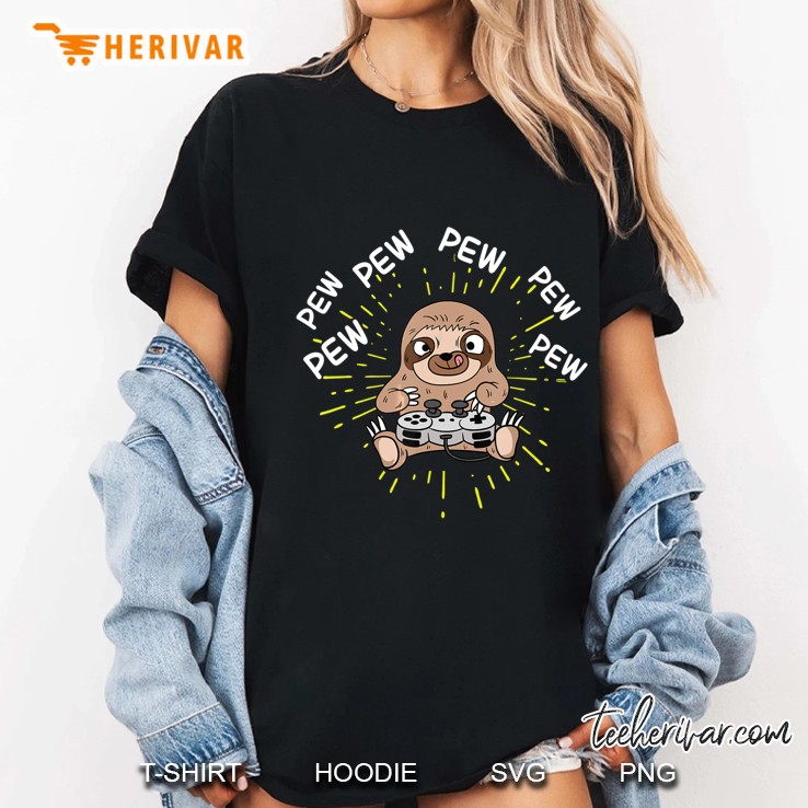Pew Pew Pew Sloth Playing Game Ladies Tee