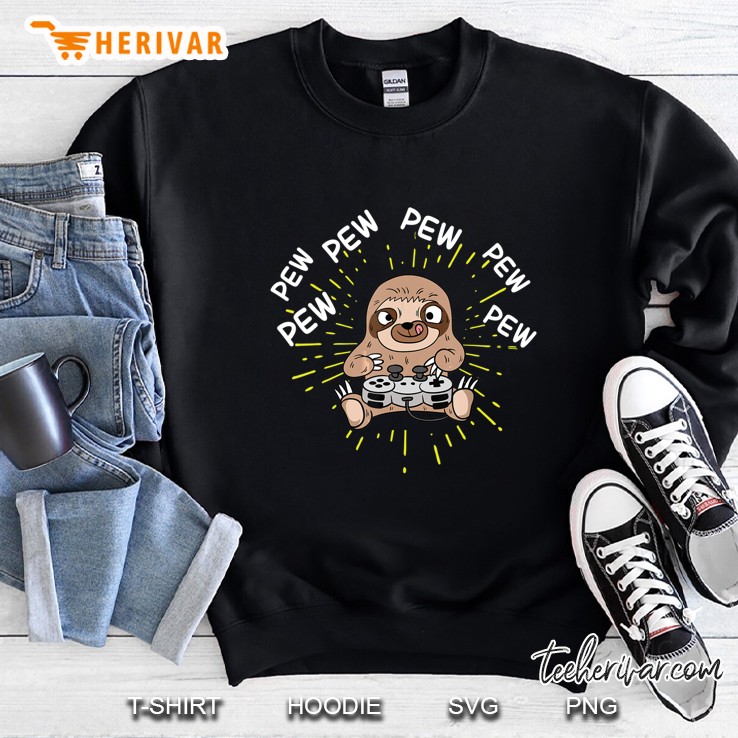 Pew Pew Pew Sloth Playing Game Sweatshirt