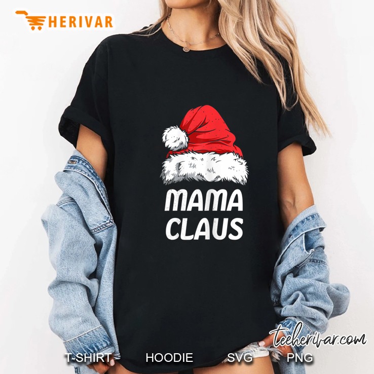 Mama Claus Santa Hat Christmas Ladies Tee