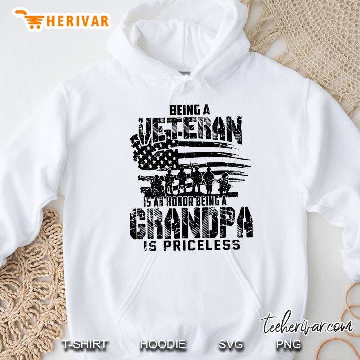Being A Veteran Is An Honor Being A Grandpa Is Priceless US Veteran WhiteVersion Hoodie