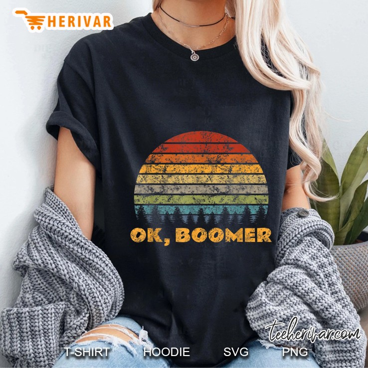 Ok Boomer Retro Sunset Vintage Version Ladies Tee