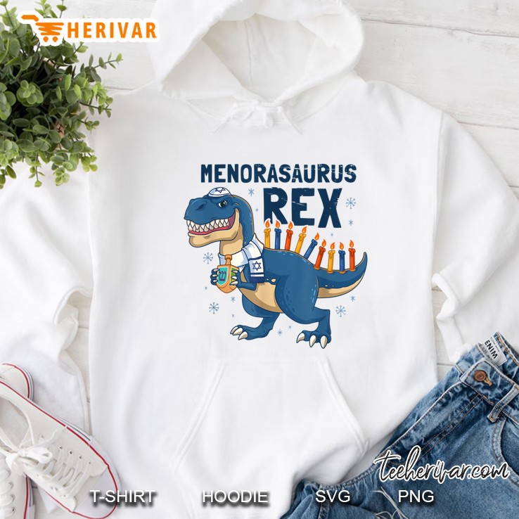 Menorasaurus Rex Hanukkah T-Rex Hoodie