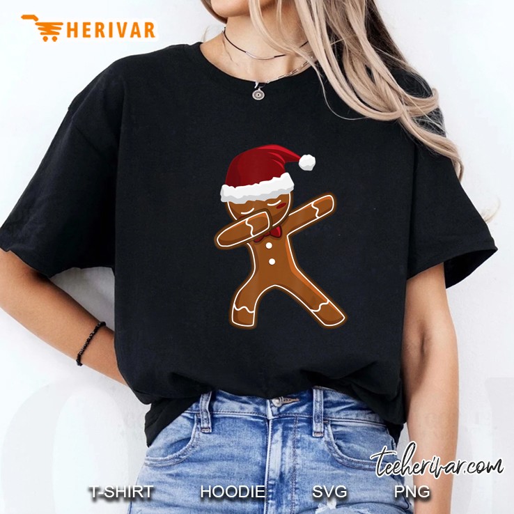 Dabbing Gingerbread Santa Hat Christmas Ladies Tee