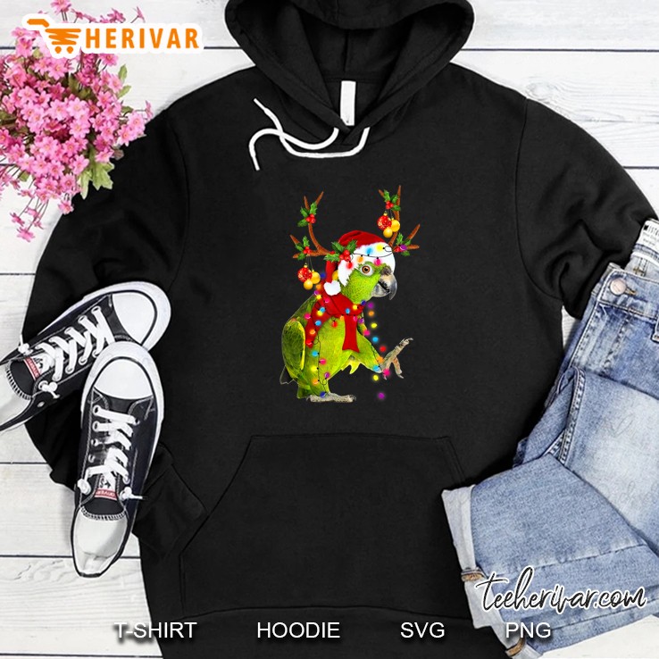 Cockatoo Parrot Reindeer Christmas Lights Ornament Hoodie