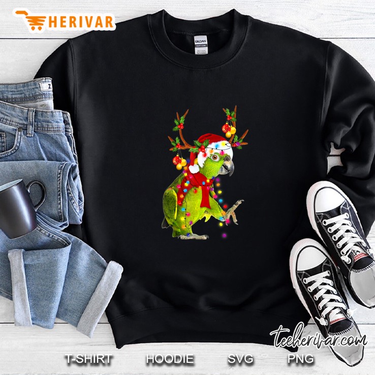 Cockatoo Parrot Reindeer Christmas Lights Ornament Sweatshirt