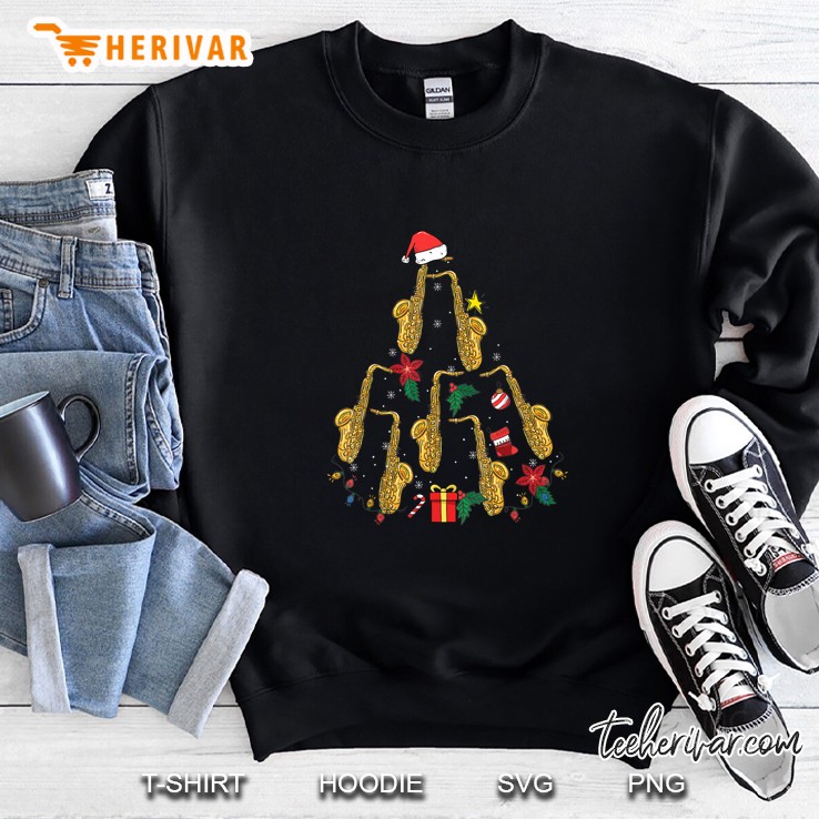 Saxophone Christmas Ornament Tree Sweatshirt