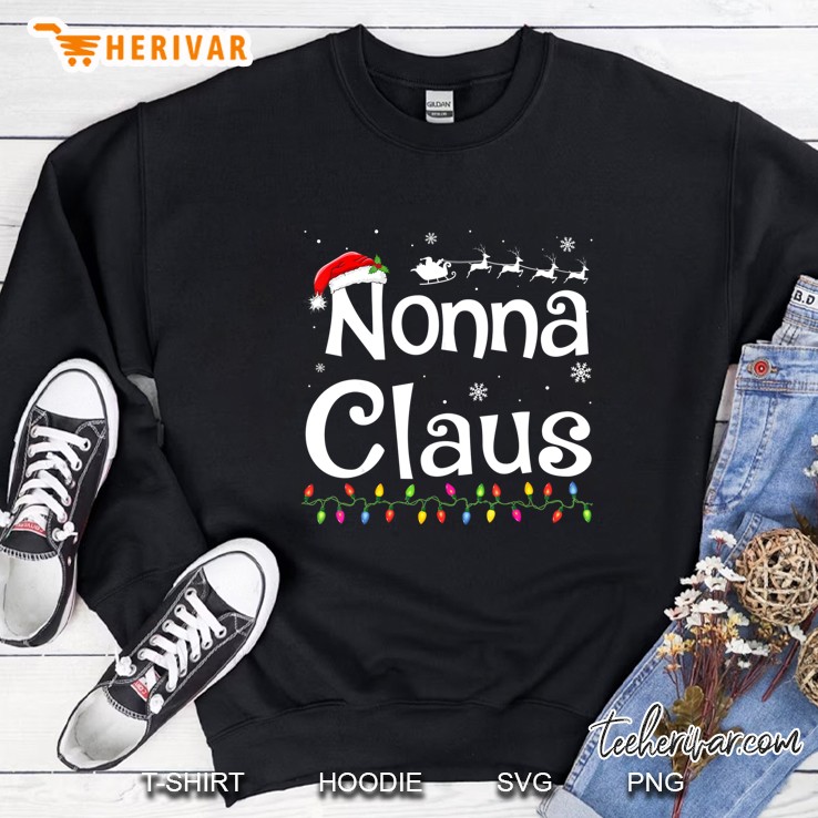 Nonna Claus Santa Claus Christmas Lights Sweatshirt