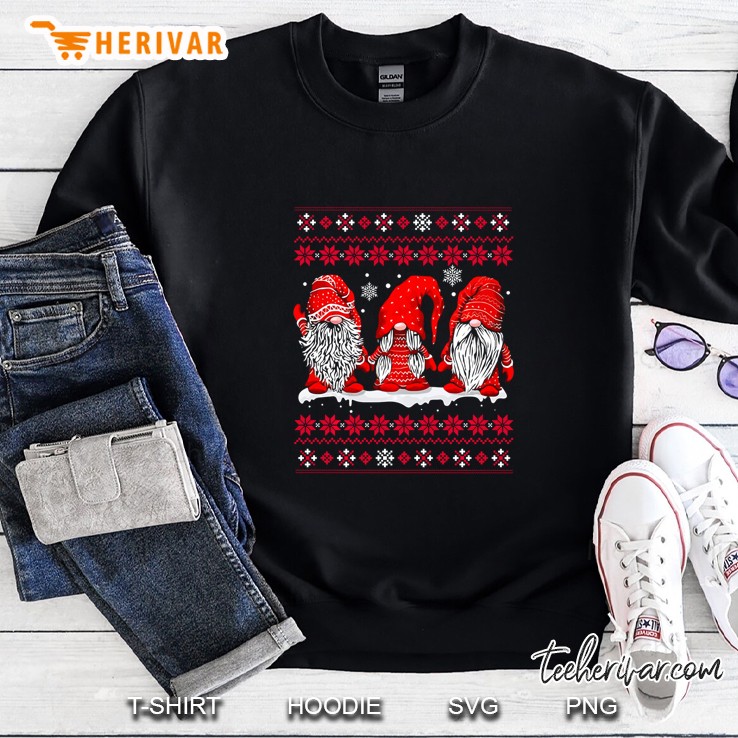 Three Gnomes In Red Costume Christmas Version2 Sweatshirt