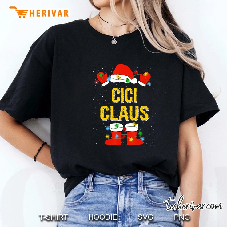 Cici Claus Santa Claus Christmas Lights Ladies Tee