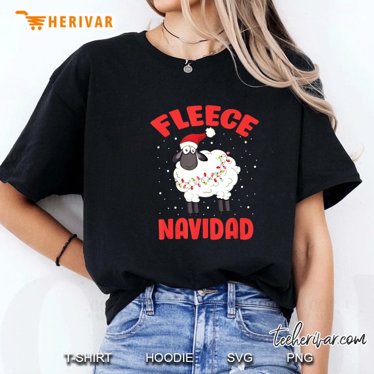 Fleece Navidad Sheep Christmas Lights Snowflakes Version Ladies Tee