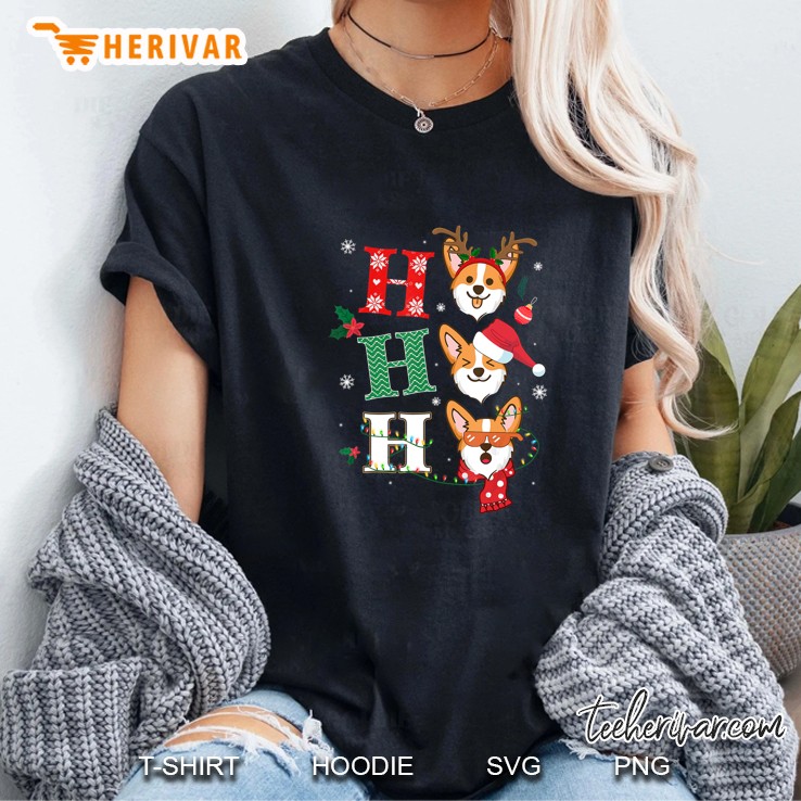 Ho Ho Ho Pembroke Welsh Corgi Christmas Ladies Tee
