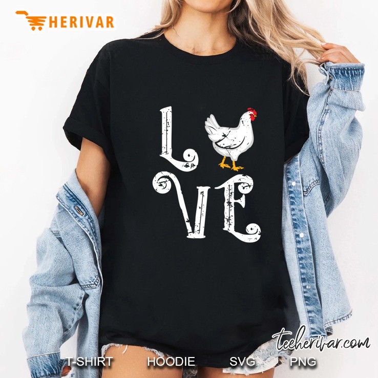 LOVE Chicken Ladies Chickens Crazy Lady Ladies Tee