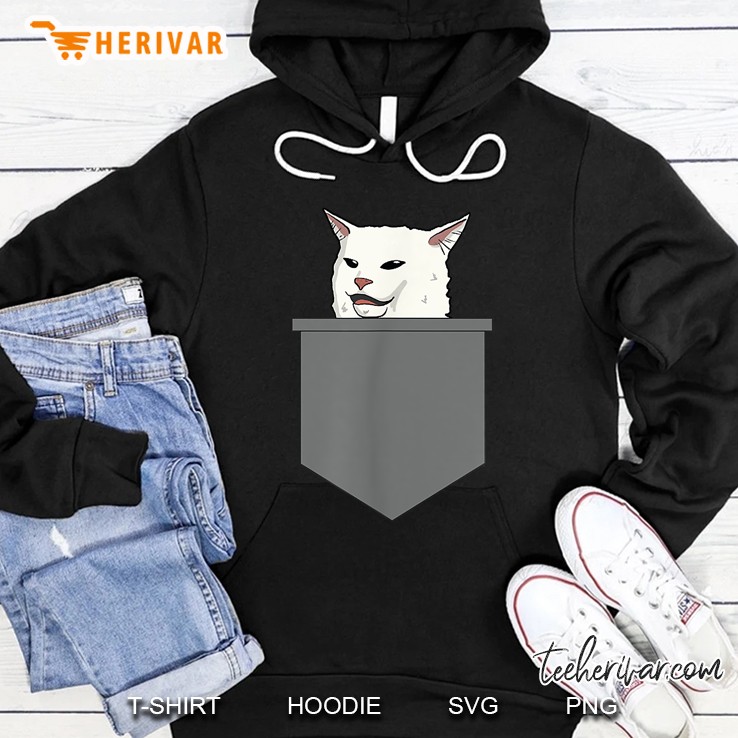 Confused Cat At Dinner Smudge Cat In Pocket Version Hoodie