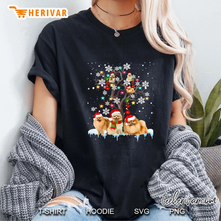 Pomeranian Christmas Tree Ornament Ladies Tee