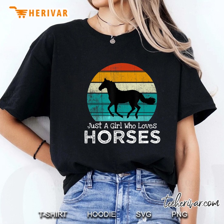 Just A Girl Who Loves Horses Horse Silhouette Vintage Version Ladies Tee
