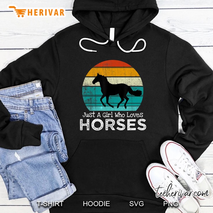 Just A Girl Who Loves Horses Horse Silhouette Vintage Version Hoodie