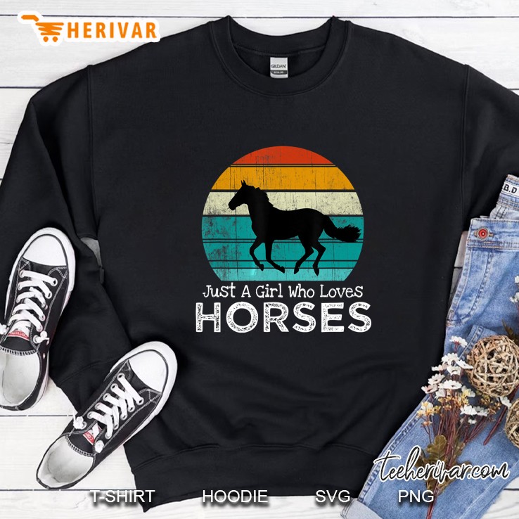 Just A Girl Who Loves Horses Horse Silhouette Vintage Version Sweatshirt
