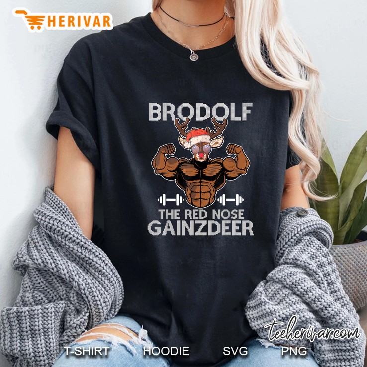Brodolf The Red Nose Gainzdeer Santa Hat Christmas Version2 Ladies Tee
