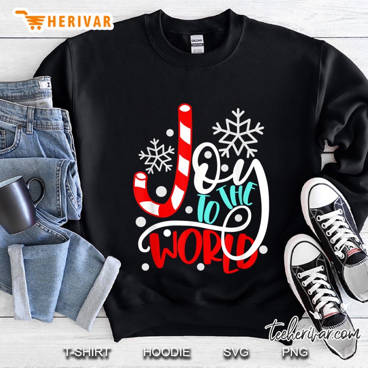Joy To The World Candy Cane Snowflakes Christmas Sweatshirt