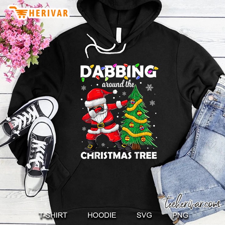 Dabbing Around The Christmas Tree Dabbing Santa Claus Hoodie