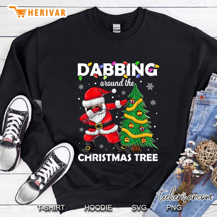 Dabbing Around The Christmas Tree Dabbing Santa Claus Sweatshirt