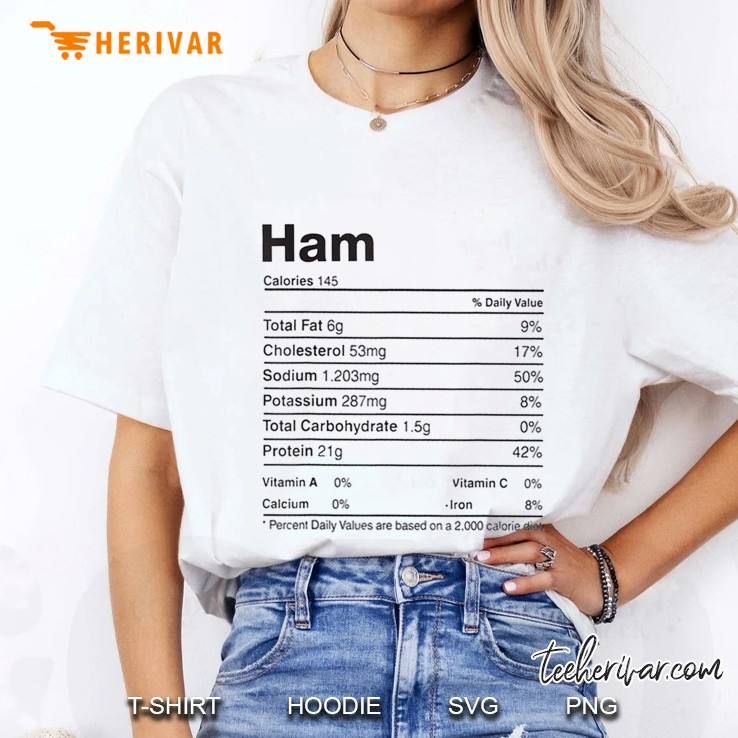 Ham Nutrition Facts Funny Thanksgiving White Version Ladies Tee