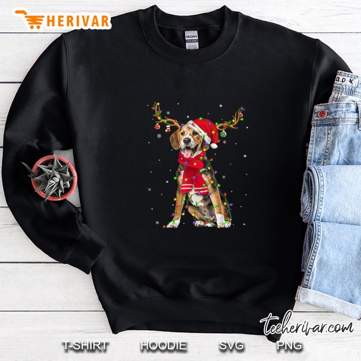 Beagle Reindeer Santa Hat Christmas Lights Snowflakes Version Sweatshirt
