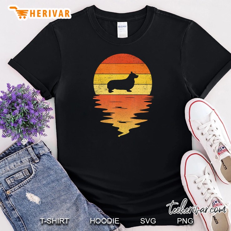 Corgi Silhouette Retro Sunset Vintage Shirt