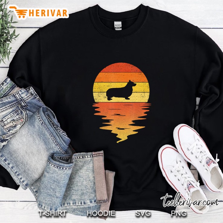 Corgi Silhouette Retro Sunset Vintage Sweatshirt