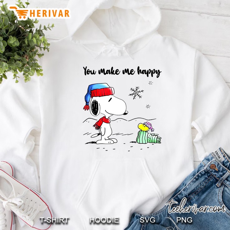 You Make Me Happy Snoopy And Woodstock Christmas Vesrion Hoodie