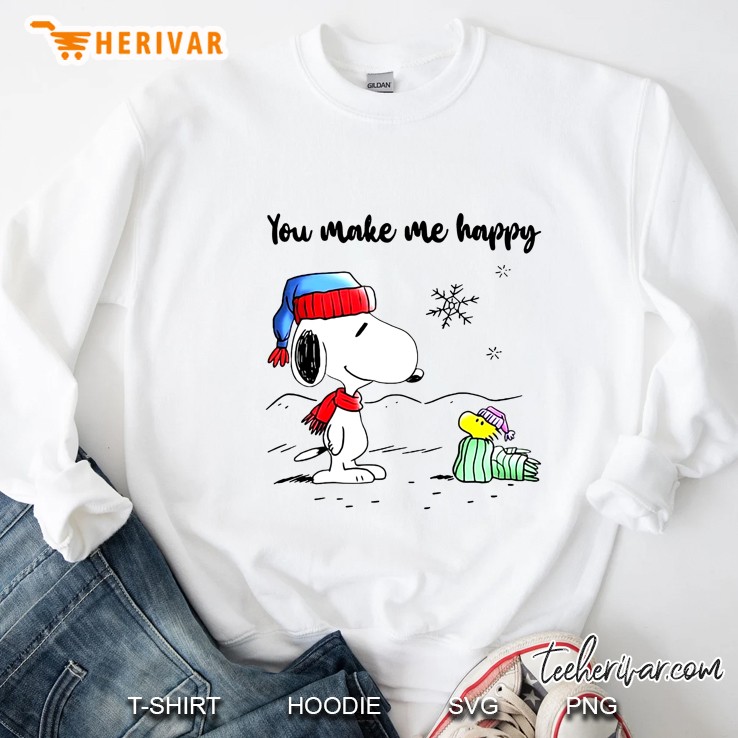 You Make Me Happy Snoopy And Woodstock Christmas Vesrion Sweatshirt