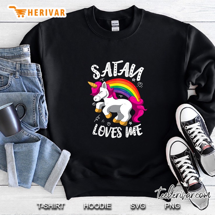 Satan Loves Me Rainbow Unicorn Version Sweatshirt