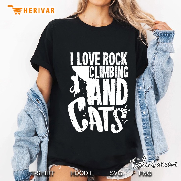 I Love Rock Climbing And Cats Ladies Tee