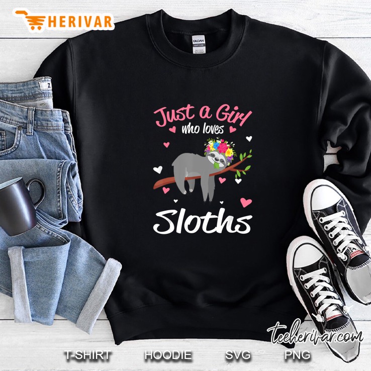 Just A Girl Who Loves Sloths Floral Version2 Sweatshirt