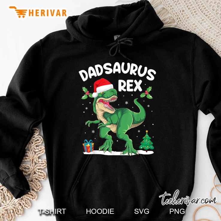 Dadsaurus Rex T-Rex Santa’s Hat Snowflakes Christmas Version2 Hoodie