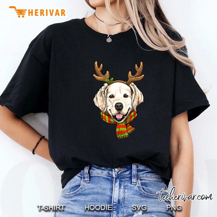 Golden Retriever Reindeer Christmas Ladies Tee