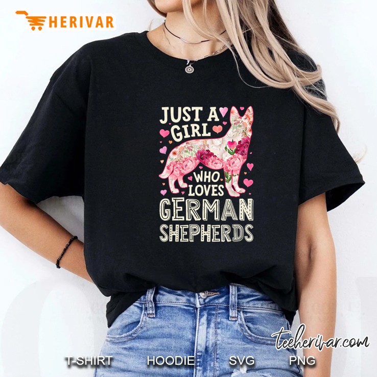 Just A Girl Who Loves German Shepherds Floral Version2 Ladies Tee