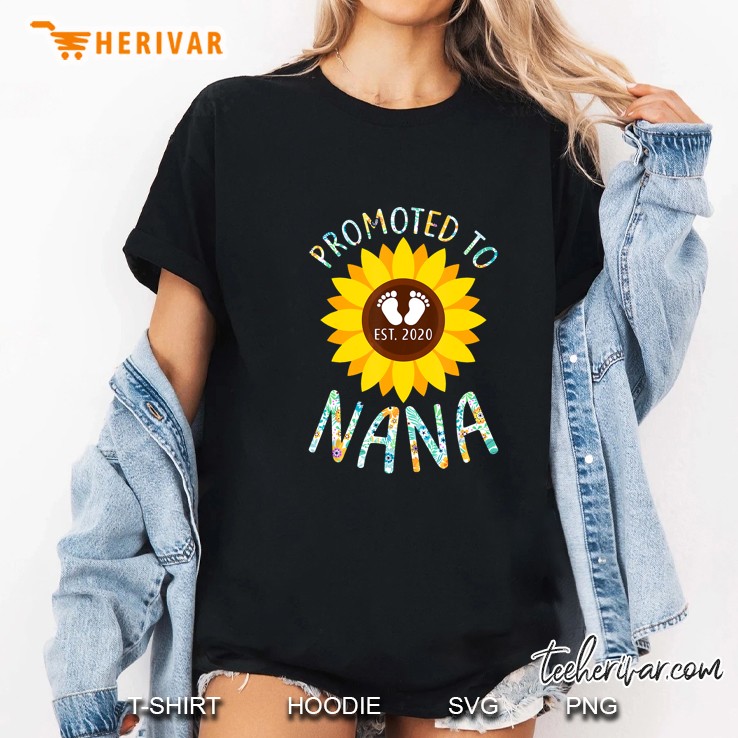 Promoted To Nana Est 2020 Sunflower Footprint Version Ladies Tee