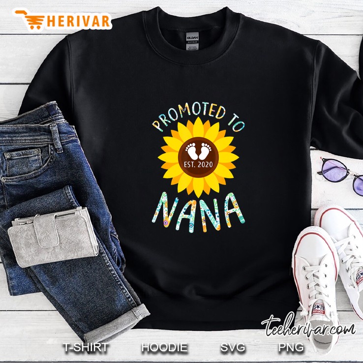 Promoted To Nana Est 2020 Sunflower Footprint Version Sweatshirt