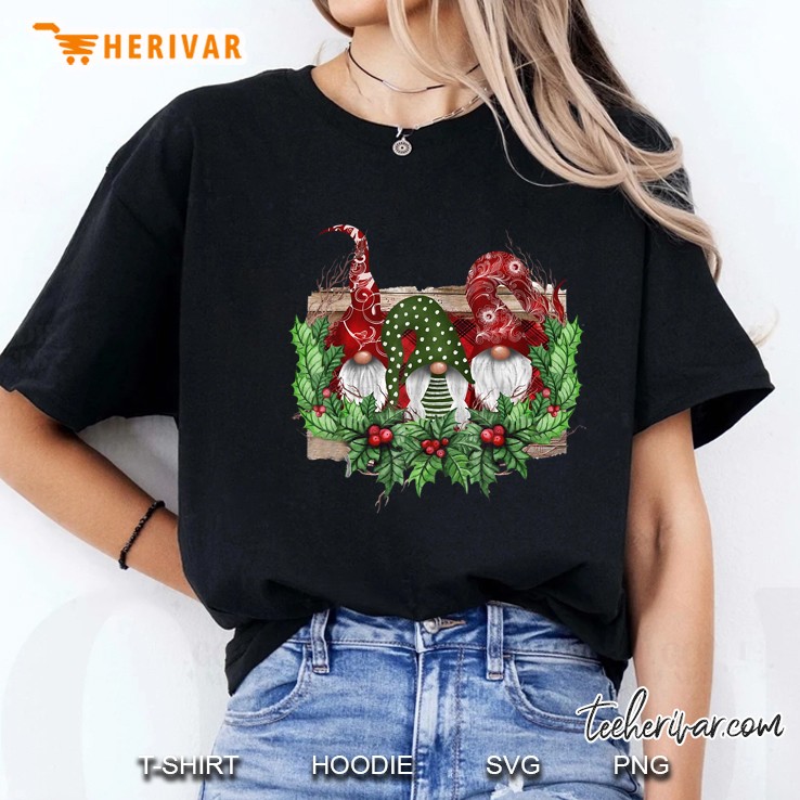 Three Nordic Gnomes Christmas Swedish Mistletoe Berries Version Ladies Tee
