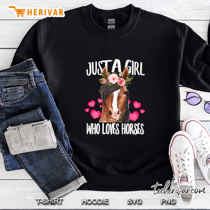 Just A Girl Who Loves Horses Floral Heart Version Sweatshirt