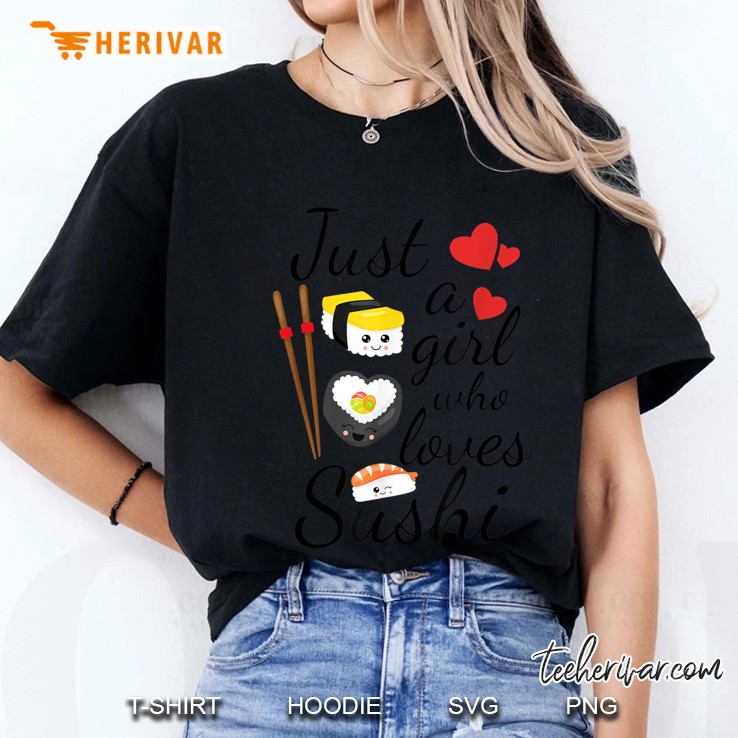 Just A Girl Who Loves Sushi Black Version Ladies Tee