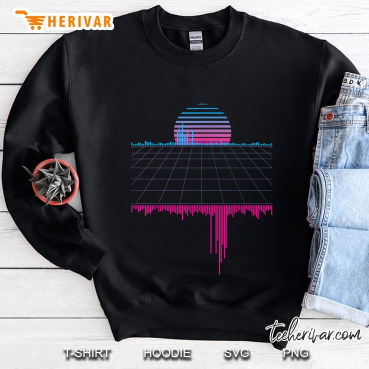 Cyberpunk Outrun Synthwave Vaporwave Sunset Music Sweatshirt