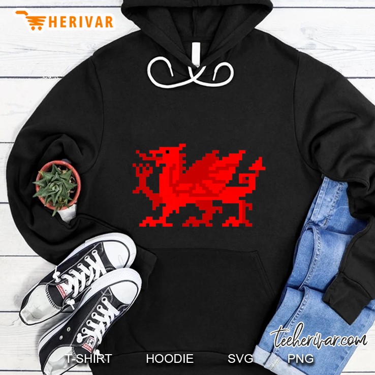 Welsh Dragon Arcade Retro Pixel Art Hoodie