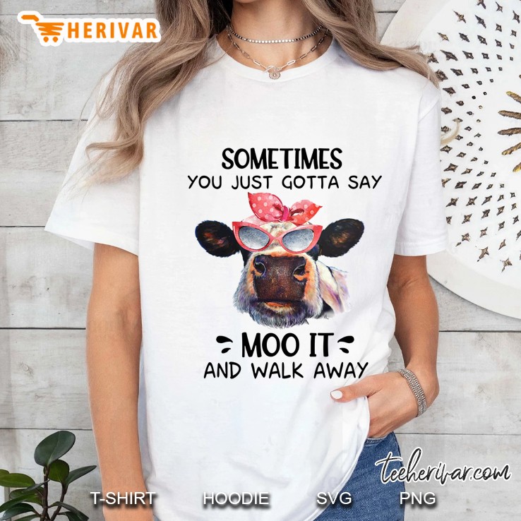 Sometimes You Just Gotta Say Moo It And Walk Away Bandana Cow With Glasses Version Ladies Tee