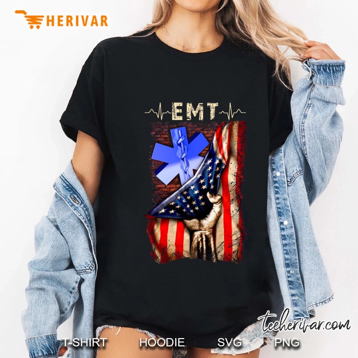 Proud EMT American Flag Ladies Tee