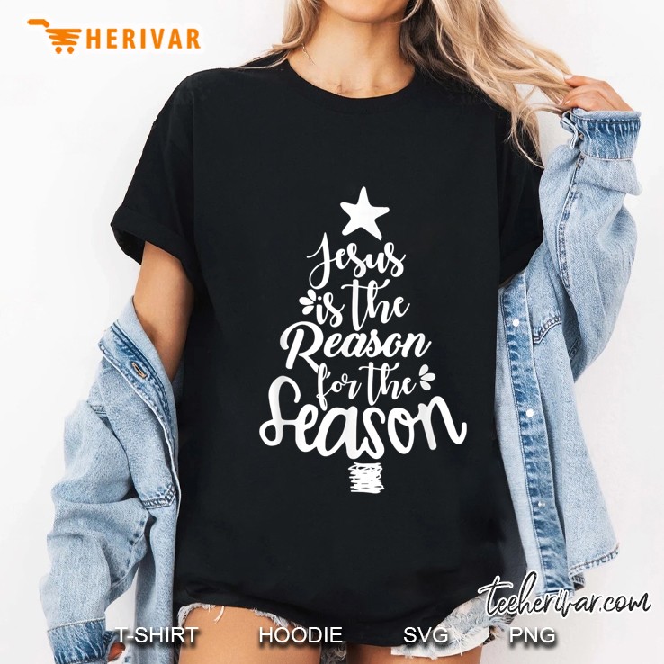 Jesus Is The Reason For The Season Christian Tree Ladies Tee