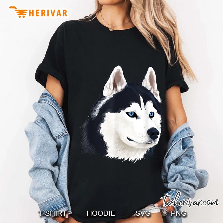 Siberian Husky Face Dog Lover Ladies Tee