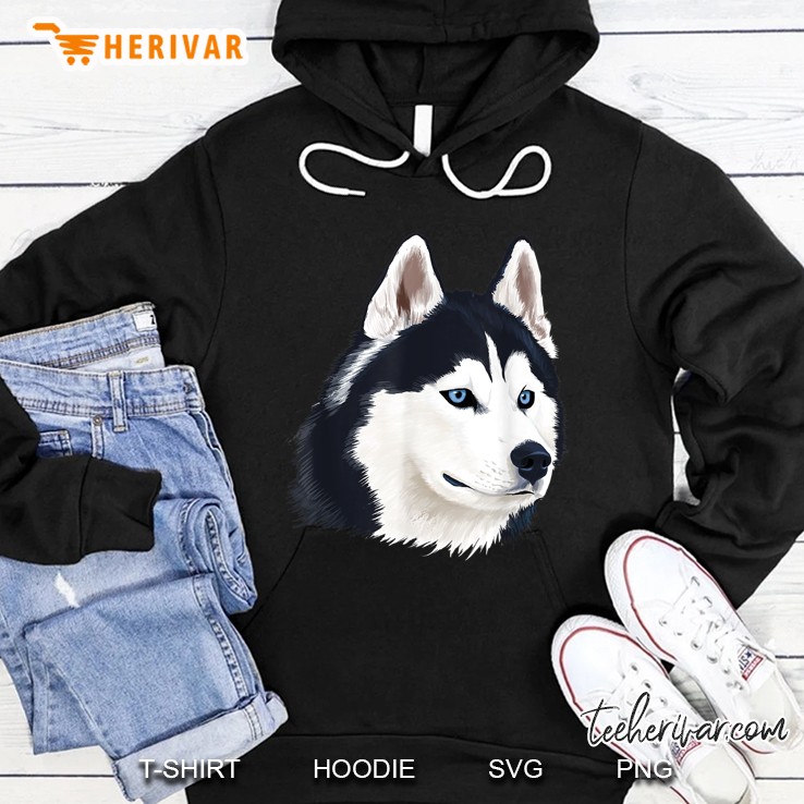 Siberian Husky Face Dog Lover Hoodie