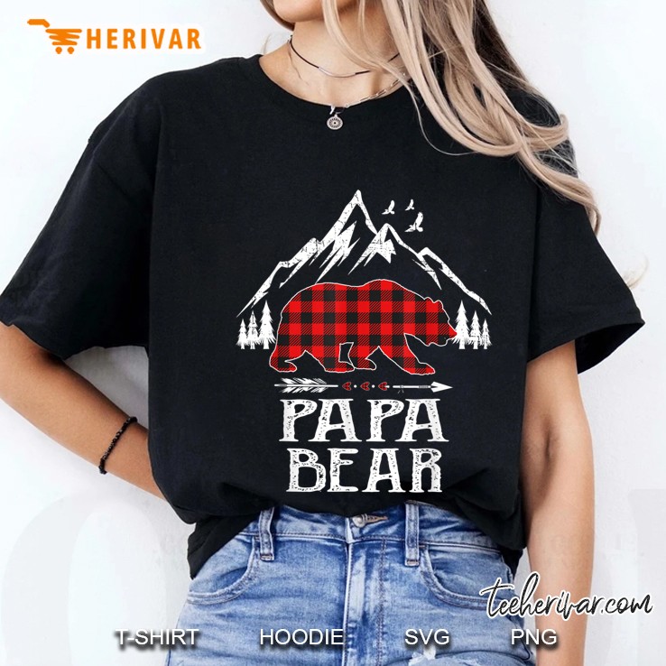 Papa Bear Red Plaid Bear Mountain Version Ladies Tee